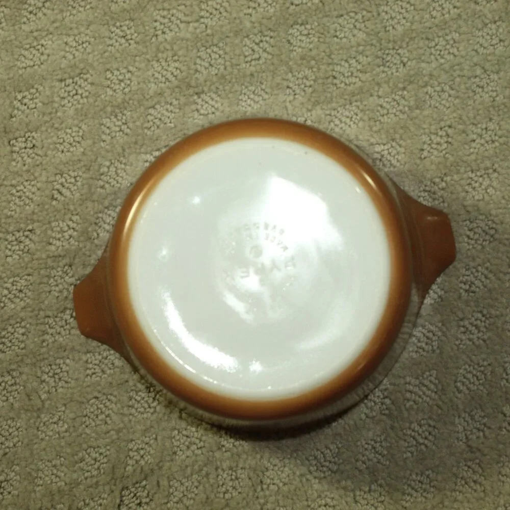Vintage Pyrex - 3 pc Brown Early American Oval Casserole 043 1.5 QT. w Lid /473